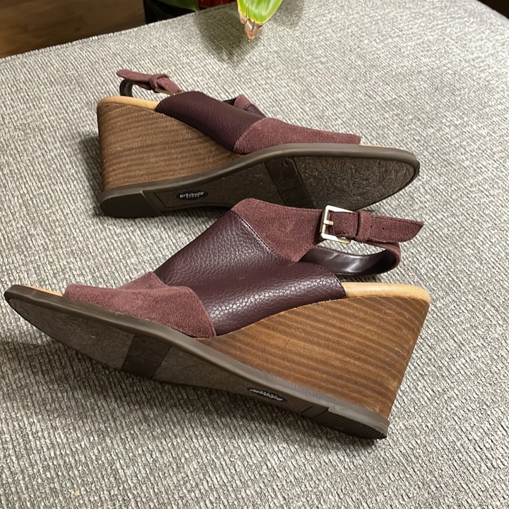 Dr Scholl’s Wedge Sandals Used Wine Size 10M - Picture 4 of 5